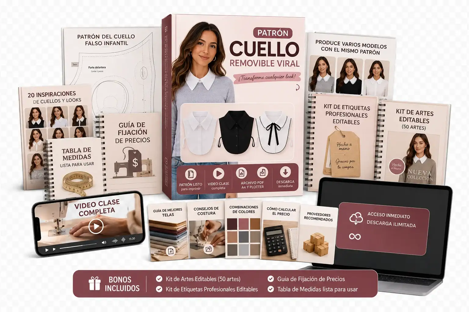 Mockup Plan Profesional - Patrón Cuello Removible Viral con bonos